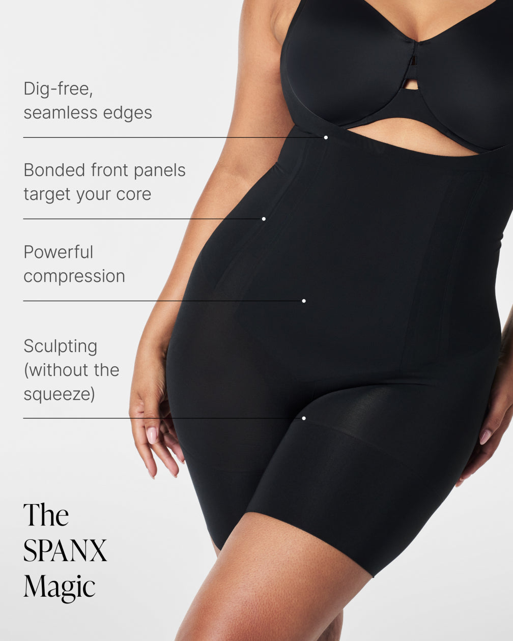 LUKUSAFIshape™ OnCore Open-Bust Mid-Thigh Bodysuit