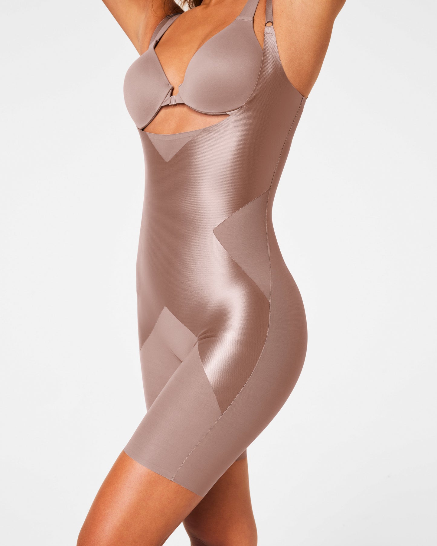 LUKUSAFIshape™ Satin-X™ Open-Bust Mid-Thigh Bodysuit