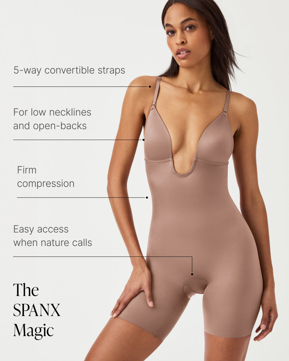 LUKUSAFIshape™ Suit Your Fancy Plunge Low-Back Mid-Thigh Bodysuit