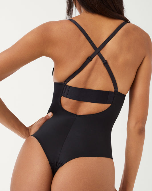 LUKUSAFIshape™ Suit Your Fancy Plunge Low-Back Thong Bodysuit